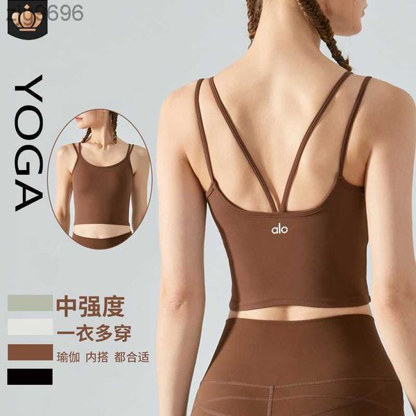 desginer alos yoga tank women's thin shoulder belt back one-piece bra shockproof gathered fitness sling with pad, White
desginer alos yoga tank women's thin shoulder belt back one-piece bra shockproof gathered fitness sling with pad, White