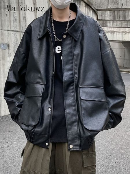 men's jackets mafokuwz american street pu leather jacket spring autumn trend handsome biker streetwear boys oversize coat 230824, Black;brown
men's jackets mafokuwz american street pu leather jacket spring autumn trend handsome biker streetwear boys oversize coat 230824, Black;brown