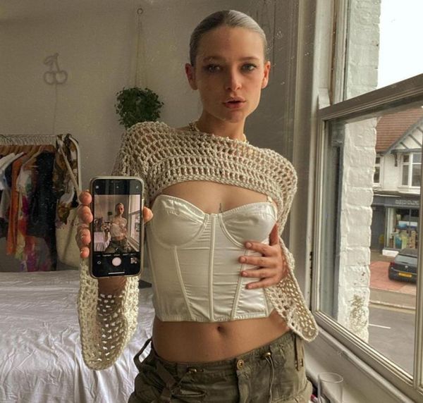 women039s tshirt hollow trumpet sleeve wool woven tshirt blouse2291709, White
women039s tshirt hollow trumpet sleeve wool woven tshirt blouse2291709, White