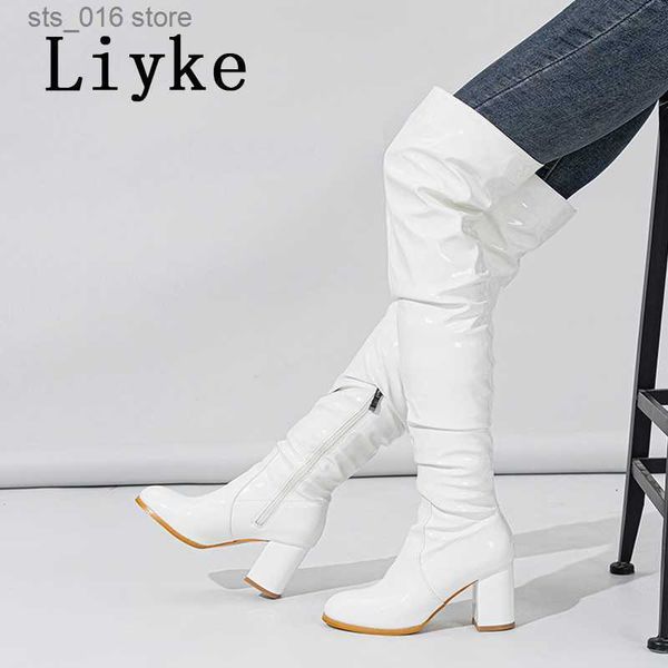 boots liyke autumn winter white patent leather over the knee boots women party zip thigh high shoes fashion round toe thick heel pumps t2308, Black
boots liyke autumn winter white patent leather over the knee boots women party zip thigh high shoes fashion round toe thick heel pumps t2308, Black
