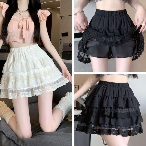 white lace cake dress half skirt summer high waist a line ballet princess tutu short, Black
white lace cake dress half skirt summer high waist a line ballet princess tutu short, Black