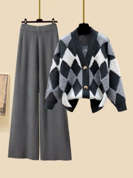 women's two piece pants autumn winter warm knitwears set for women outfit korean casual retro plaid knitted cardiganswide leg sets 2023, White
women's two piece pants autumn winter warm knitwears set for women outfit korean casual retro plaid knitted cardiganswide leg sets 2023, White