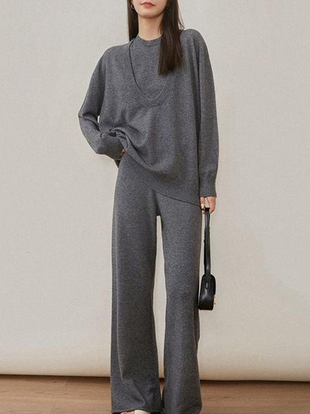 women's two piece pants autumn round neck sweater 3 pieces sets casual knit long sleeve shirt vest three set women wideleg 230824, White
women's two piece pants autumn round neck sweater 3 pieces sets casual knit long sleeve shirt vest three set women wideleg 230824, White