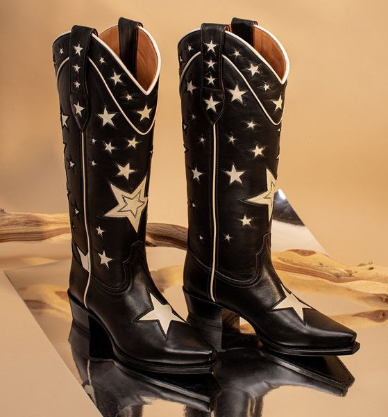 boots black star embroidered western cowboy boots thick heel women's size boots middle boots platform motorcycle boots 230824
boots black star embroidered western cowboy boots thick heel women's size boots middle boots platform motorcycle boots 230824