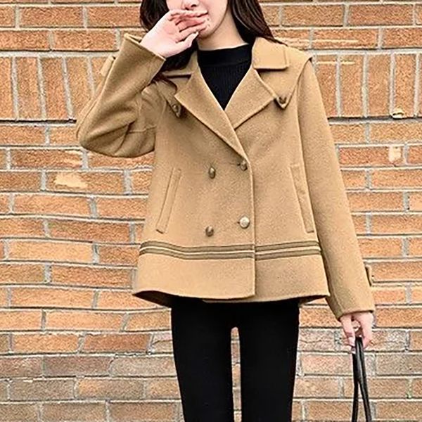 womens wool blends korean woolen coat autumn winter double breasted turndown collar long sleeve lady high street style fashion outwear 23082, Black
womens wool blends korean woolen coat autumn winter double breasted turndown collar long sleeve lady high street style fashion outwear 23082, Black