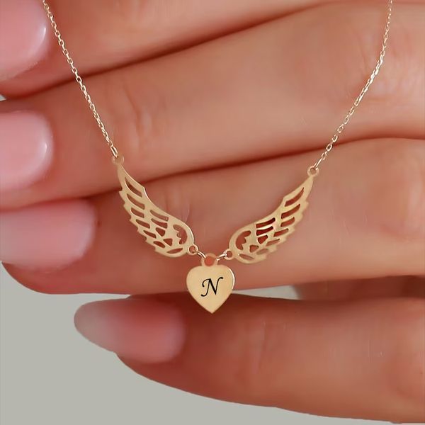 pendant necklaces custom engraved letters angel wings heart necklace women stainless steel jewelry child name initials mothers day gifts 230, Silver
pendant necklaces custom engraved letters angel wings heart necklace women stainless steel jewelry child name initials mothers day gifts 230, Silver