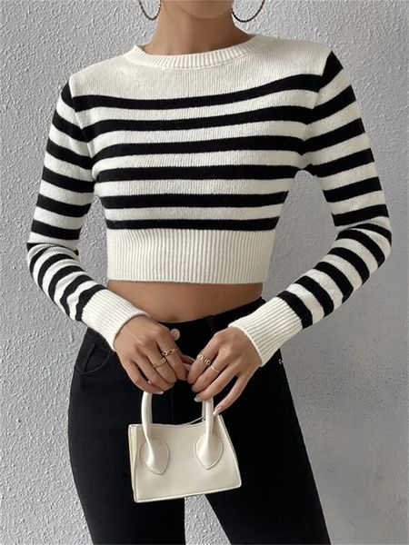 women's sweaters tossy striped knit sweater pullover for women patchwork long sleeve slim crop fashion high street knitwear female pull, White;black
women's sweaters tossy striped knit sweater pullover for women patchwork long sleeve slim crop fashion high street knitwear female pull, White;black
