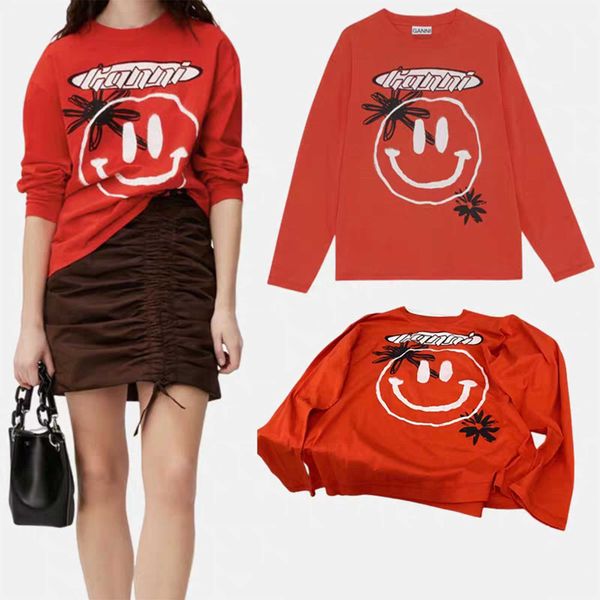 23ss ganni women designer ganni sweatshirt letter smiling face printing red round neck casual women fashion ganni sweater, White
23ss ganni women designer ganni sweatshirt letter smiling face printing red round neck casual women fashion ganni sweater, White