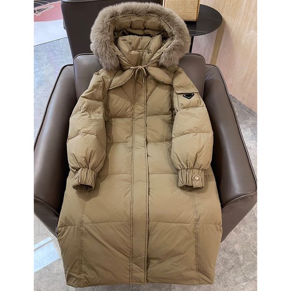 8.25 ski keep warm with fox fur collar hooded drawstring triangle pocket decoration zipper mid length goose down coat women, Black
8.25 ski keep warm with fox fur collar hooded drawstring triangle pocket decoration zipper mid length goose down coat women, Black