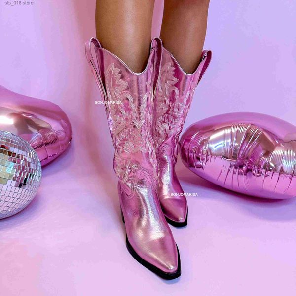 boots metallic cowboy boots pink western cowgirls boots for women pointed toe stacked heeled mid calf brand design embroideried shoes t23082, Black
boots metallic cowboy boots pink western cowgirls boots for women pointed toe stacked heeled mid calf brand design embroideried shoes t23082, Black