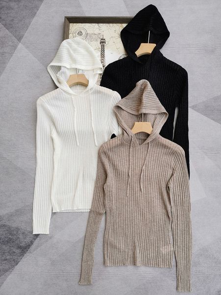 women's hoodies sweatshirts 2023 summer collection casual wool knitted slim pullover hoodie 230824, Black
women's hoodies sweatshirts 2023 summer collection casual wool knitted slim pullover hoodie 230824, Black