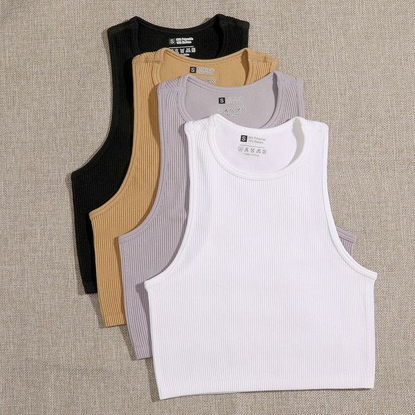 camisoles & tanks crop women solid basic t-shirts vest seamless streetwear elastic rib-knit sleeveless tank without bra casual tank female, Black;white
camisoles & tanks crop women solid basic t-shirts vest seamless streetwear elastic rib-knit sleeveless tank without bra casual tank female, Black;white