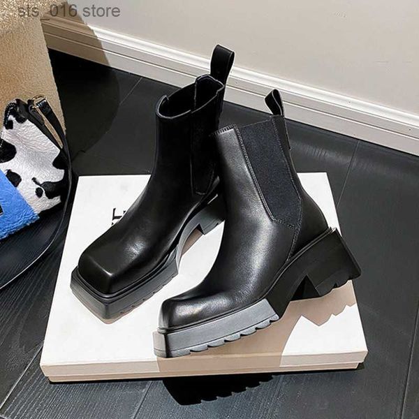 boots genuine leather ankle boots women chunky heel chelsea boots square toe high heeled fashion designer boots for women botas mujer t23082, Black
boots genuine leather ankle boots women chunky heel chelsea boots square toe high heeled fashion designer boots for women botas mujer t23082, Black