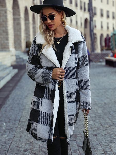 womens wool blends fashion autumn lapel long sleeve buttonless plaid loose doublefaced fleece casual jacket women coat 230824, Black
womens wool blends fashion autumn lapel long sleeve buttonless plaid loose doublefaced fleece casual jacket women coat 230824, Black