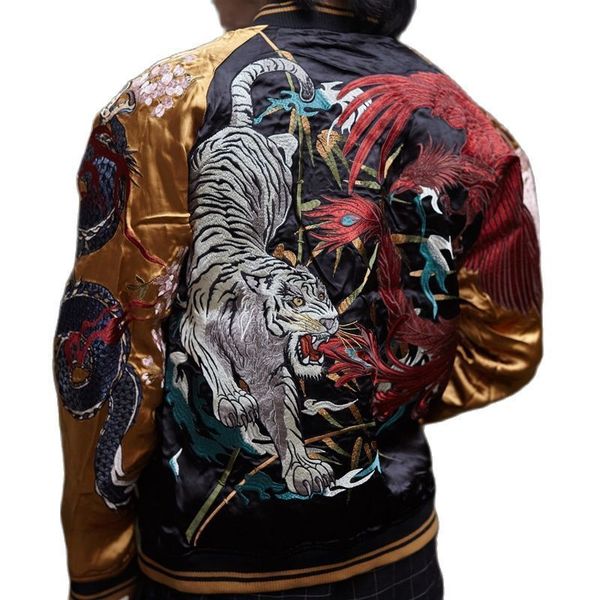 men's jackets yokosuka streetwear reversible jackets coats black dragon white tiger phoenix suzaku snake turtle chinese mythical beasts, Black;brown
men's jackets yokosuka streetwear reversible jackets coats black dragon white tiger phoenix suzaku snake turtle chinese mythical beasts, Black;brown