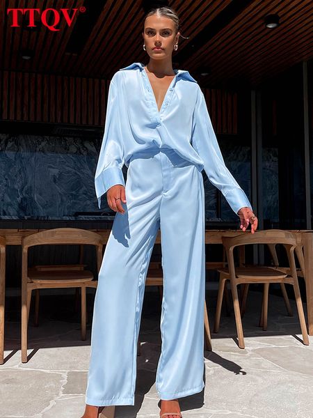 women's two piece pants ttqv fashion satin blue shirts sets casual long sleeve singlebreasted and high waisted simple trousers female 2, White
women's two piece pants ttqv fashion satin blue shirts sets casual long sleeve singlebreasted and high waisted simple trousers female 2, White