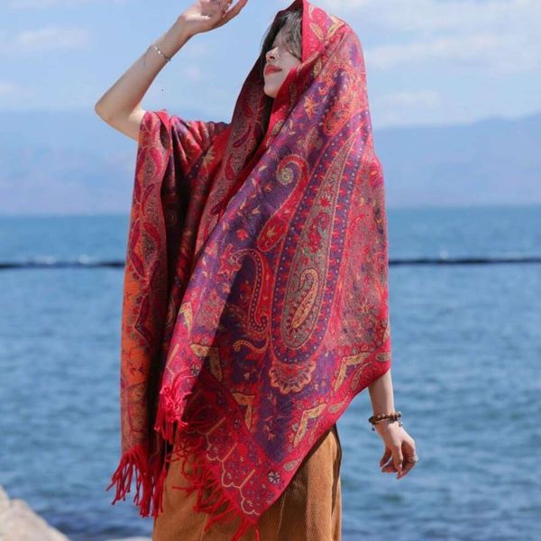 outfitting ethnic scarf style lijiang shawl female tibet travel qinghai yunnan cloak coat dai, Blue;gray
outfitting ethnic scarf style lijiang shawl female tibet travel qinghai yunnan cloak coat dai, Blue;gray