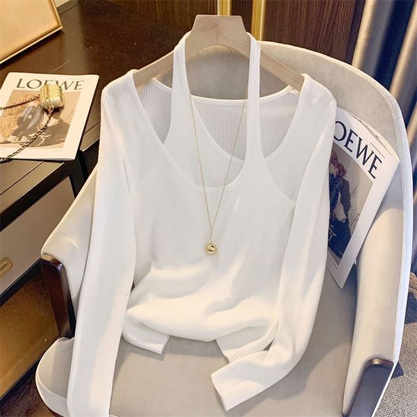 women's sweaters wdmsna hanging neck cross knit sweater women 2023 spring fitted long sleeve pullover solid color simple soft slim 2308, White;black
women's sweaters wdmsna hanging neck cross knit sweater women 2023 spring fitted long sleeve pullover solid color simple soft slim 2308, White;black