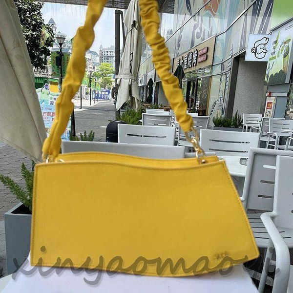 jac egg yolk niche designer bag, wavy unit price bag, underarm bag, tote bag, pu leather baguette bag, size: 33*8*16cm