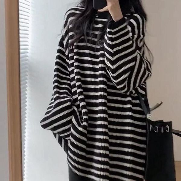 women's sweaters deeptown vintage striped sweater women korean style oversized knitted female jumper harajuku fashion knitwear aestheti, White;black
women's sweaters deeptown vintage striped sweater women korean style oversized knitted female jumper harajuku fashion knitwear aestheti, White;black