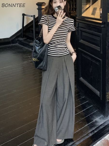 women's two piece pants 2 pcs set casual harajuku summer striped tshirts wide leg fashion lazy style simple ins daily korean version re, White
women's two piece pants 2 pcs set casual harajuku summer striped tshirts wide leg fashion lazy style simple ins daily korean version re, White