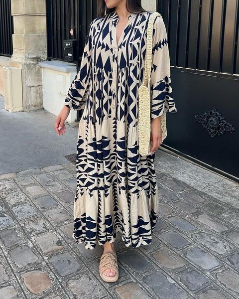 basic casual dresses printed long dres spring summer sleeve pleated dres's fashion retro bohemian dress 230824, Black;gray
basic casual dresses printed long dres spring summer sleeve pleated dres's fashion retro bohemian dress 230824, Black;gray