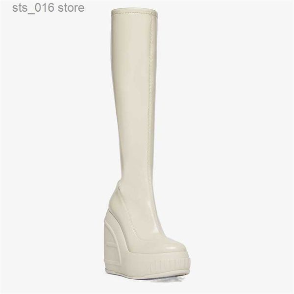 boots 2023 spring new wedge heel thick sole round toe high heel knee length boots fashion model show women's high boot t230824, Black
boots 2023 spring new wedge heel thick sole round toe high heel knee length boots fashion model show women's high boot t230824, Black