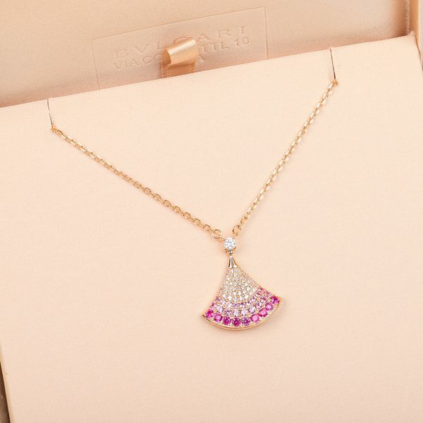 pendant necklace divas' dream brand designer pink full crystal fan charm short chain choker for women party gift, Silver
pendant necklace divas' dream brand designer pink full crystal fan charm short chain choker for women party gift, Silver