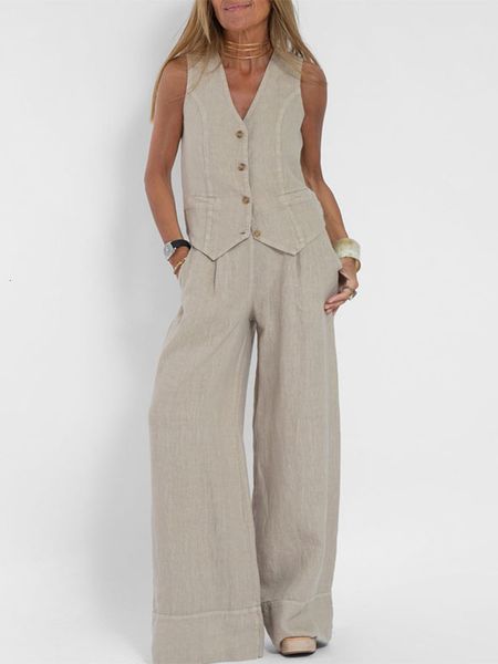 women's two piece pants fashion waist wide leg trousers cotton linen set women leisure temperament 230824, White
women's two piece pants fashion waist wide leg trousers cotton linen set women leisure temperament 230824, White