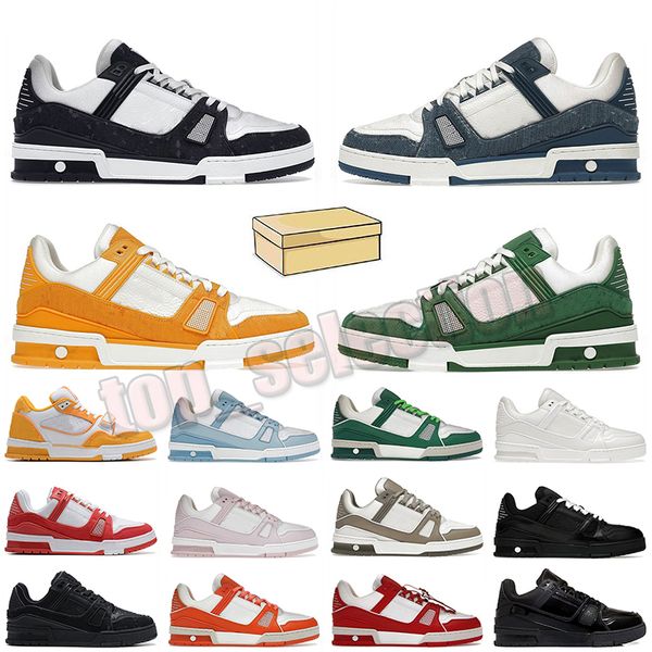 with box designer luxury casual shoes fashion womens mens virgil ablohs trainers low cut monograms denim patent leather black embossed #54 p
with box designer luxury casual shoes fashion womens mens virgil ablohs trainers low cut monograms denim patent leather black embossed #54 p