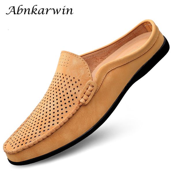 dress shoes summer slip on half shoes for men leather slippers casual mules breathable comfy loafers moccasins yellow black beige 230824
dress shoes summer slip on half shoes for men leather slippers casual mules breathable comfy loafers moccasins yellow black beige 230824