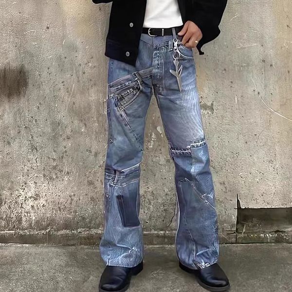multiple denim fabric patchwork baggy jeans for men and women straight casual washed pants oversize, Blue
multiple denim fabric patchwork baggy jeans for men and women straight casual washed pants oversize, Blue