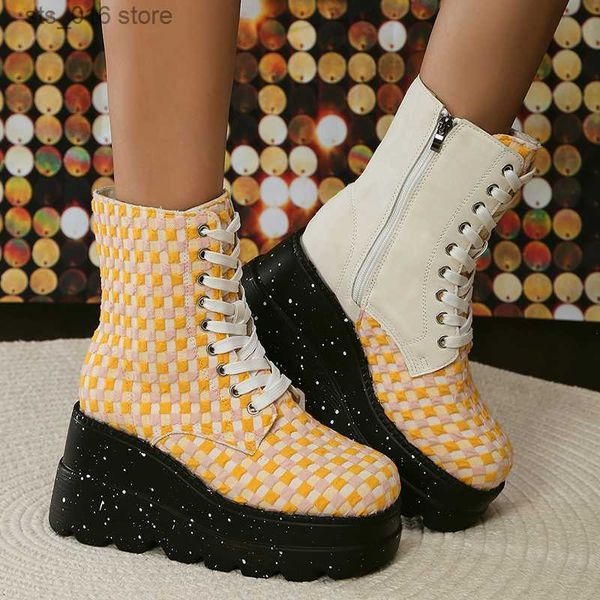 boots chunky platform ankle boots women fashion plaid patchwork wedges motorcycle boots woman lace up thick bottom gothic shoes t230824, Black
boots chunky platform ankle boots women fashion plaid patchwork wedges motorcycle boots woman lace up thick bottom gothic shoes t230824, Black