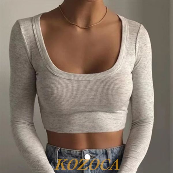 women's t-shirt fashion women scoop neck rib crop t-shirt y2k cotton knitted rib crop long sleeve slim tee base t-shirt clothes 230824, White
women's t-shirt fashion women scoop neck rib crop t-shirt y2k cotton knitted rib crop long sleeve slim tee base t-shirt clothes 230824, White