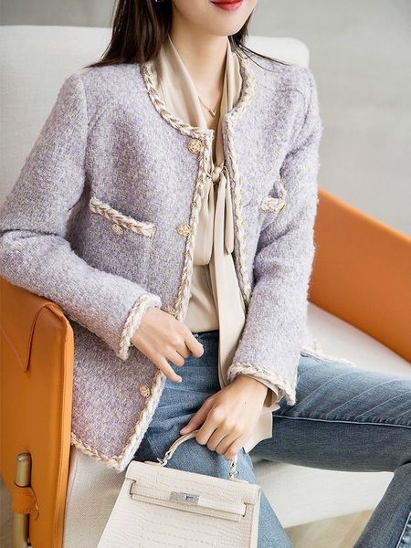 women's wool blends runway chic women's clothes small fragrant lavender purple tweed jacket fall winter female woolen coat casacos, Black
women's wool blends runway chic women's clothes small fragrant lavender purple tweed jacket fall winter female woolen coat casacos, Black