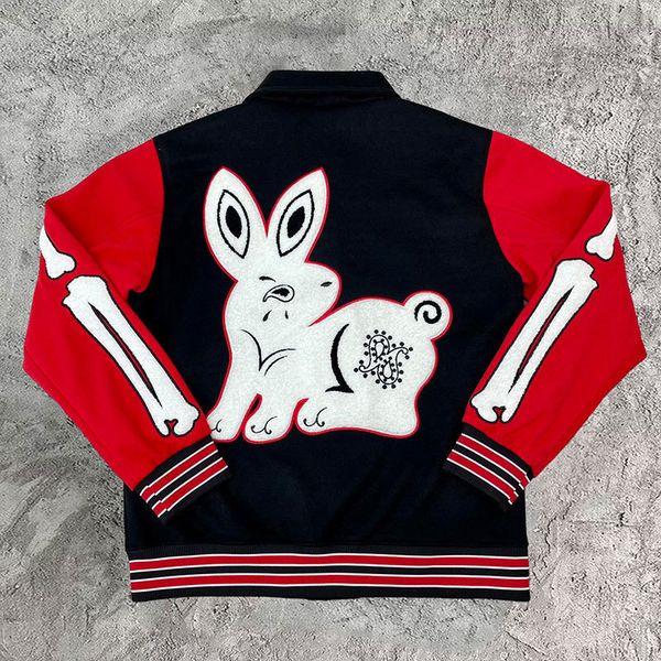 men's jackets rabbit pattern embroidery letter jacket men bone pattern jacket baseball jacket high street manteau homme hiver 230824, Black;brown
men's jackets rabbit pattern embroidery letter jacket men bone pattern jacket baseball jacket high street manteau homme hiver 230824, Black;brown