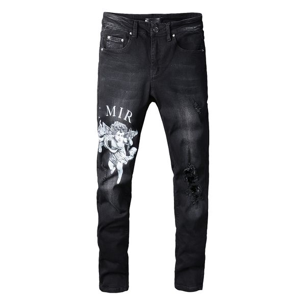 men's jeans black distressed scratched printing slim streetwear damaged holes high stretch skinny angel printed ripped 230824, Blue
men's jeans black distressed scratched printing slim streetwear damaged holes high stretch skinny angel printed ripped 230824, Blue