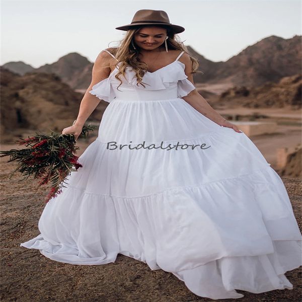 rustic boho chiffon wedding dress spaghetti straps backless beach bridal gowns floor length bohemian outdoor civil korean bride robe de mari, White
rustic boho chiffon wedding dress spaghetti straps backless beach bridal gowns floor length bohemian outdoor civil korean bride robe de mari, White