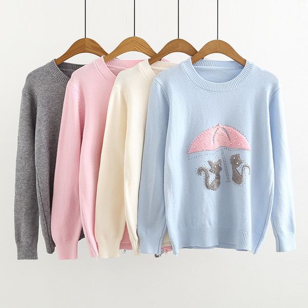 women's sweaters 2023 college style autumn and winter clothing sweet candy colors cute cat pattern sweater loose knitted 230824, White;black
women's sweaters 2023 college style autumn and winter clothing sweet candy colors cute cat pattern sweater loose knitted 230824, White;black