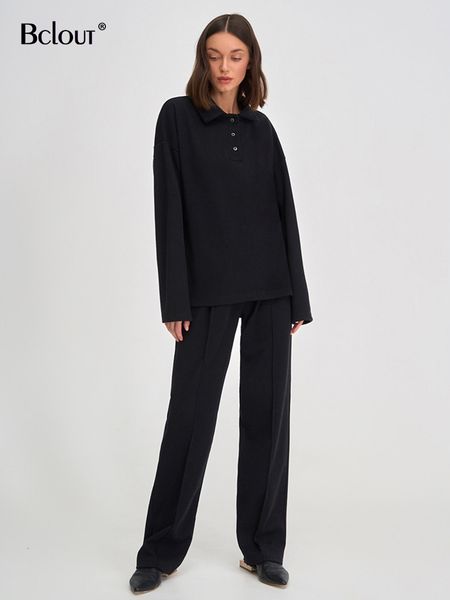 women's two piece pants bclout fashion knitted black sets 2 pieces autumn office lady polo collar elegant pleated straight suits 23082, White
women's two piece pants bclout fashion knitted black sets 2 pieces autumn office lady polo collar elegant pleated straight suits 23082, White