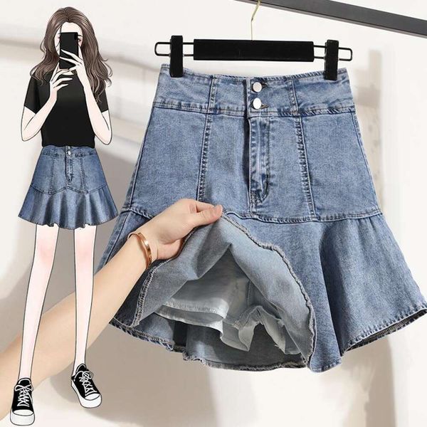 korean high waist skirts slim fit elastic flounce anti revealing denim skirt big swing girl, Black
korean high waist skirts slim fit elastic flounce anti revealing denim skirt big swing girl, Black