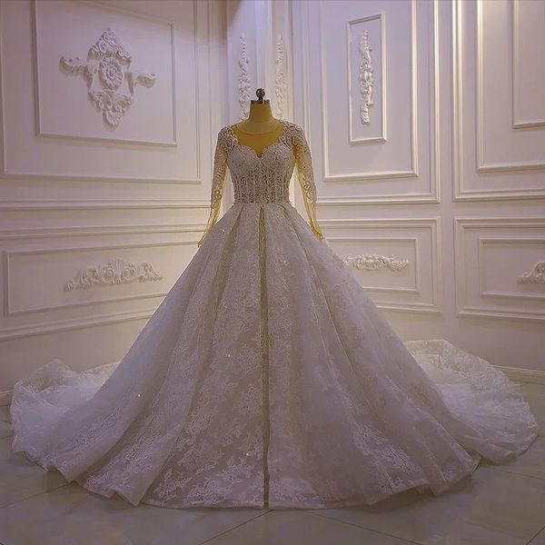 gorgeous appliques court train lace a-line wedding dress 2023 luxury scoop neck beaded long sleeve vintage bridal gown, White
gorgeous appliques court train lace a-line wedding dress 2023 luxury scoop neck beaded long sleeve vintage bridal gown, White