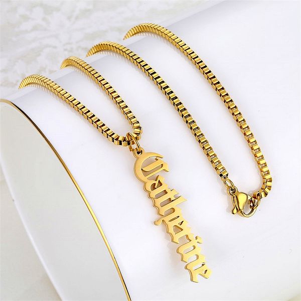 pendant necklaces box chain old english name necklace personalized jewelry stainless steel choker custom nameplate letter collier femme 2308, Silver
pendant necklaces box chain old english name necklace personalized jewelry stainless steel choker custom nameplate letter collier femme 2308, Silver