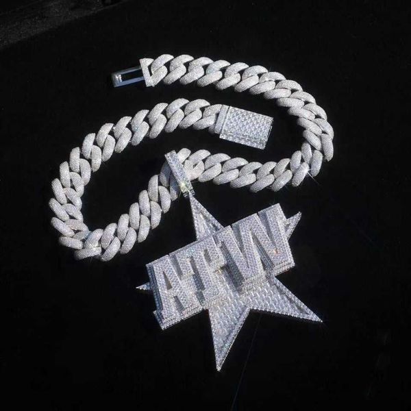 handmade rapper jewelry 925 sterling silver vvs moissanite diamond iced out custom atw letter star pendant with cuban link chain
handmade rapper jewelry 925 sterling silver vvs moissanite diamond iced out custom atw letter star pendant with cuban link chain