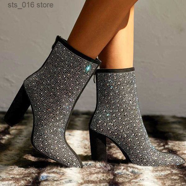 boots pointed toe ankle boots women shiny rhinestone design boots for women high heel botas banquet thin nightclub women's boots t23082, Black
boots pointed toe ankle boots women shiny rhinestone design boots for women high heel botas banquet thin nightclub women's boots t23082, Black