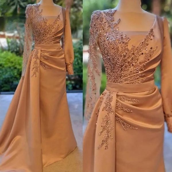 dusty champagne long sleeves prom dress floral satin evening party dress with side sweep train zipper back robe de soiree, Black
dusty champagne long sleeves prom dress floral satin evening party dress with side sweep train zipper back robe de soiree, Black