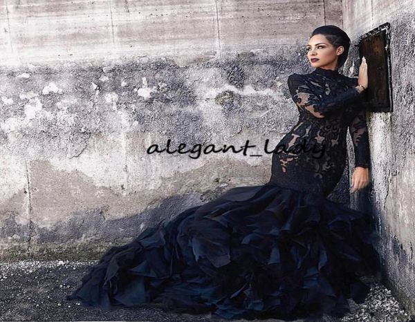 black mermaid lace wedding dresses with long sleeves high neck ruffles skirt women non white gothic lds bridal gowns with color co2397354
black mermaid lace wedding dresses with long sleeves high neck ruffles skirt women non white gothic lds bridal gowns with color co2397354