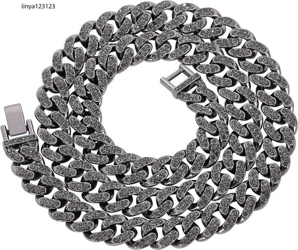 rongji jewelry mens womens cuban link necklace - heavy strong black cuban link chain iced out miami curb chain with bling clear rhinestones, Silver
rongji jewelry mens womens cuban link necklace - heavy strong black cuban link chain iced out miami curb chain with bling clear rhinestones, Silver