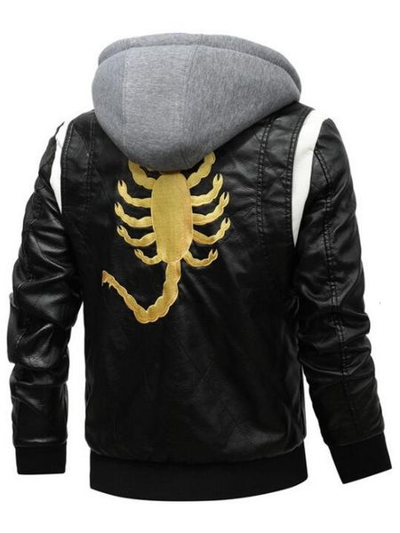 men's jackets leather jacket eu size men lapel outwear personality scorpion embroidery removable hoodied 230824, Black;brown
men's jackets leather jacket eu size men lapel outwear personality scorpion embroidery removable hoodied 230824, Black;brown