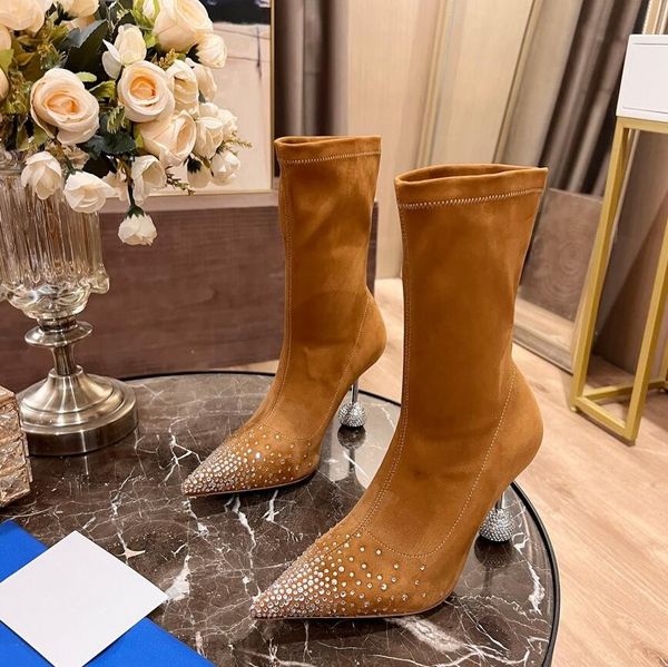 the latest women's boots with slim high heels, pointed toe, no tie up cuffs, diamond decorative fabric surface, spherical heel size 35-, Black
the latest women's boots with slim high heels, pointed toe, no tie up cuffs, diamond decorative fabric surface, spherical heel size 35-, Black